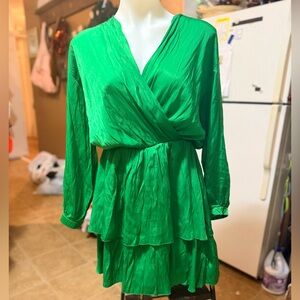 Satin green silky dress Italian made